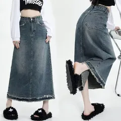 デニムスカート レディース アンブレラスカート フレア aラインスカート ロングフレアスカート ひざ下 デニム ミモレ ミディアム ブルー ネイビー オフィス 20代 30代　デニムロングスカート スカート デニム デニムマキシスカートdayi03