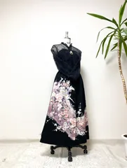 古布黒留袖からのリメイクボレロとロングスカートのセットアップD-2