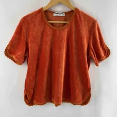 SONIA RYKIEL ソニアリキエル レディース Tシャツ 半袖カットソー　ベロア　ロゴ刺繍　オレンジ　フランス製