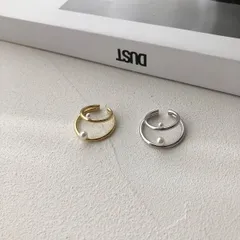 イヤーカフ 片耳用 パール ダブルライン イヤーカフス イヤリング 真鍮 プラスチックパール 結婚式 入学式 レディース ジュエリー アクセサリー 韓国アクセサリー　レディース　207P　シースキー【seasukii】