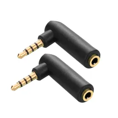 【迅速発送】Borsuer L字型3.5mm ステレオミニプラグ 2個セット 4極 3.5mm L型変換コネクタ 90度 ミニジャック イヤホン接続 角度変換コネクタ 金メッキ