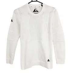 【超美品】アディダス セーター 白 一部透かし編み ロゴ黒 ニット  レディース L ゴルフウェア 2023年モデル adidas