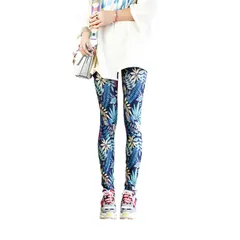 [PIENSE] 全12色 レギンス フリーサイズ カラフル ストレッチ お出掛け スポーツ 全般 ヨガ フィットネス ダンス (楓ブルー) [楓ブルー] [Free Size]