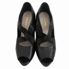 PRADA プラダ オープントゥ クロスストラップ ハイヒール サンダル シューズ ブラック サイズ23.5cm レディース 【中古】