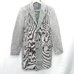 ■ roshell 総柄 長袖 コート サイズＳ ホワイト ブラック メンズ E  【1408220017867】