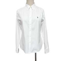 中古 ラルフローレン RALPHLAUREN 長袖 ボタンダウン シャツブラウス クリーニング済み 白 レディース サイズ11