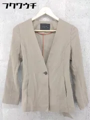 ◇ ◎ green label relaxing UNITED ARROWS ベルト付 長袖 ノーカラー ジャケット サイズ36 ベージュ レディース 【中古】 【1002802066177】
