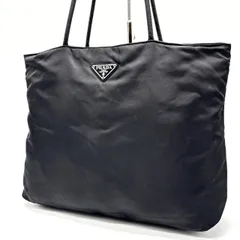 ✨良品✨ PRADA プラダ トートバッグ ハンドバッグ  三角ロゴプレート シルバー金具 ロゴ型押し 総柄 A4収納 大容量 肩掛け テスートナイロン ユニセックス レディース メンズ ブラック 黒色