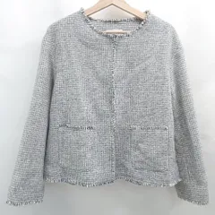 ◇ ⊇ UNIQLO ユニクロ ツイード調 長袖 ツイードジャケット サイズＬ グレー系 レディース E  【1507160028008】