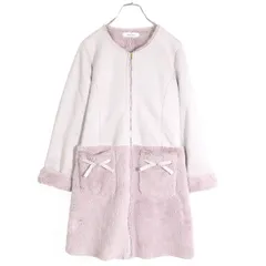 【美品】ギャラリービスコンティ★スウェード調コート サイズ2 薄いピンク系 ボア&リボン付き z11905