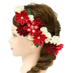 髪飾り 成人式 赤 振袖 袴 花 浴衣 夏祭り 花火大会 3点セット ピンク 白 臙脂 ヘアアクセ かんざし 和装 FTS No.9-4189