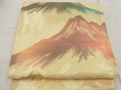 平和屋着物■六通柄袋帯　ふくれ織り　遠山文様　金糸　逸品　n-ea1841