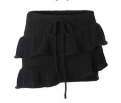 threetimes スカート 黒 threetimes】送料・関税込☆Athletic slit skirt (threetimes