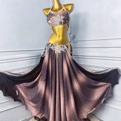 新品未使用 ベリーダンス衣装 パール トップス＋スカート 光沢 オーダーメイド  ステージ衣装