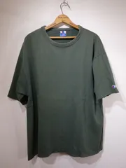 サンフェード USA製 90s ビンテージ Champion チャンピオン グリーン ブランク ソリッド 無地 Tャツ XL 80s 70s 目無し 袖シングル