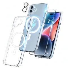 Plus Plus 用 用 ケース ケース ケース 黄ばみ防止 用 アイホン16 ワイヤレス充電対応 耐久性 SGS認証 米軍MIL規格 アイフォン16Plus スマホケース カメラレンズ保護付き 耐衝撃 カバー クリア 透明 16 iPhone 6.7インチ