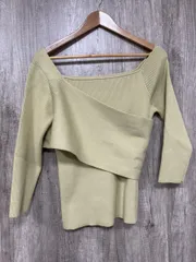 LAGUNAMOON ラグナムーン オフショルダー タイト ニット プルオーバー ニット セーター sizeF/黄緑 ◆■ レディース