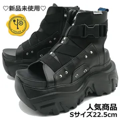 ♡新品未使用♡美品・レア Sサイズ 22.5cm ヨースケ YOSUKE 厚底 ブーツサンダル レディース ブラック 厚底サンダル スニーカーサンダル 黒　MY0279
