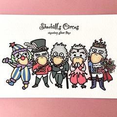 『ハシビロコウたちのサーカス団🤡🎪』イラストカード💌