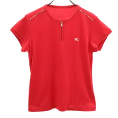 バーバリーゴルフ 三陽商会 日本製 ゴルフ 半袖 ハーフジップ ポロシャツ M レッド BURBERRY GOLF レディース 古着 【240406】 メール便可