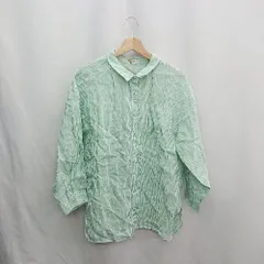 ◇ ⊂◎●未使用● SM2 サマンサ モスモス ストライプ柄 長袖 シャツ サイズF グリーン レディース E  【1412260031035】