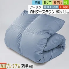 西川 羽毛布団 シングル SL ブルー 日本製 西川プレミアム　KA07505011　NP7050　フレッシュアップ加工　ユニステークキルト　ジーリンホのサムネイル