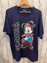 DISNEY ディズニー 半袖Tシャツ MICKEY ネイビー USA製 シングルステッチ FLORIDA プリント ミッキー メンズ L