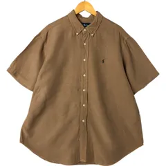 古着 ラルフローレン Ralph Lauren CLASSIC FIT 半袖 リネン ボタンダウンシャツ メンズXXL相当/eaa551657