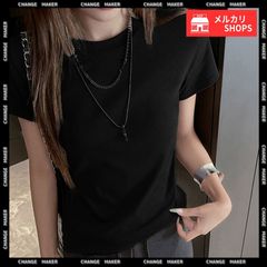Tシャツ レディース フィット カットソー レディース クルーネック tシャツ 細見え 夏服 ストレッチトップス シンプル 着回し タイトTシャツ 半袖 無地 重ね着 トップス 薄手 ベーシック 着やせ CH2DYYT-001