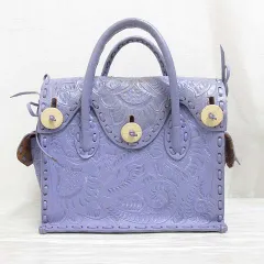 カービングトライブス グレースコンチネンタル CARVING TRIBES Maestra S マエストラ ハンド バッグ パープル 紫 彫刻 牛革 本革 レザー