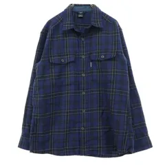 mont-bell モンベル チェック柄 長袖 ウールシャツ M ブルー メンズ 古着