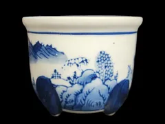 蔵出　古い青磁花之図　植木鉢　２点　/盆栽　