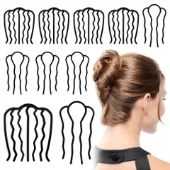 【数量限定】ヘアアクセサリー 髪飾り インナー 髪留め 盛り髪 お団子 ヘアアレンジ 夜会巻き 結婚式 まとめ髪 2種類 卒業式 10個入り 黒 夜会巻きコーム 簡単 CHANGJIQ