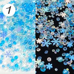 レジン封入 素材 材料 レジンアクセサリー 結晶 雪 氷 スノー 冬 ウィンター メタル パーツ ミックス ケース付 1個 rp-274 GreenRoseYumi