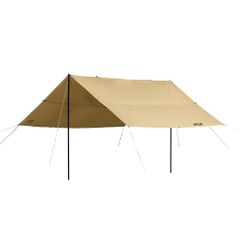 TCレクタタープ スクエア型 Lサイズ 500cm×500cm タン ポリコットン 難燃素材 大型タープ 撥水加工 ペグ 自在ロープ 収納袋付き VASTLAND（ヴァストランド）