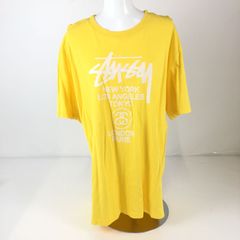 STUSSY ステューシー WORLD TOUR TEE S/S 黄色 イエロー Lサイズ Tシャツ 中古 /ｍ 250618 02286hi◇128