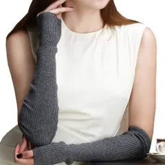 深灰色_Free Size アームウォーマー レディース 40cm 指なし アームカバー 冬 足首ウォーマー ハンドウォーマー カシミヤ 防寒 レッグウォーマー ニット手袋 手荒れ深灰色