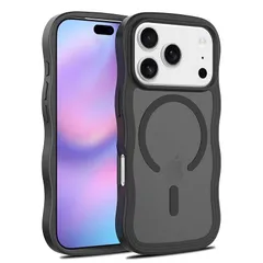 アオちゃんさん専用　黒色 用 ケース 耐衝撃 アイフォン 17 pro カバー スマホケース クリア 波型 マグネット搭載 Magsafe 対応 衝?吸収 ワイヤレス充電対応 黒 6.3インチ あいふぉん17 pro カバー 半透明 ブラック