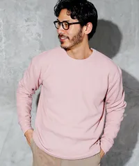 新品 未使用 JIGGYS SHOP(ジギーズショップ)ワッフルサーマルロンT クルーネック 217856 ダスティライトピンク
