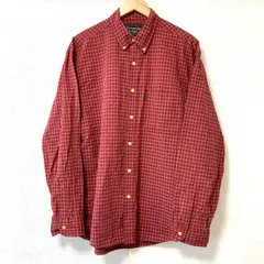 モーリシャス製◎ (^w^)b Abercrombie&Fitch アバクロンビーアンドフィッチ アバクロ ボタンダウン 長袖 シャツ チェック柄 コットン100% トップス カジュアル 爽やか ストリート アメカジ レッド系 メンズ 男性 サイズM