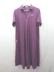 ◇ ⊂ FILA フィラ 半袖 ロング ワンピース サイズM パープル レディース E  【1503310009194】