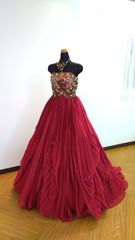 ＜現品限り＞ used　カラードレス　ワインレッド　赤　NICOLEブランド　　結婚式　　お色直し　パーティー　演劇　芝居　コスプレ　ステージ　ダンス　舞台　レイヤー
