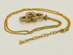 値下げ！ニナリッチ/NINA RICCI 3連 スクエアリング ゴールドカラーネックレス　ビンテージ　中古美品