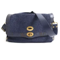 【ドンドン見直し】未使用品◆定価126500円 ザネラート ポスティーナ レザー使い 2WAY ハンド/ショルダーバッグ ブルー 伊製 メンズ 袋付きのサムネイル