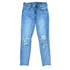 AMERICAN EAGLE JEGGING クラッシュ スキニーデニム ライトブルー レディースS サイズ2 SHORT アメリカンイーグル ジェギング