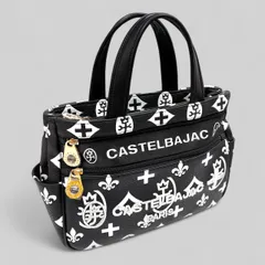 【上美品⭐️CASTELBAJAC カステルバジャック】 クレア ドライビングトートバッグ　 モノグラム ブラック&ホワイト　 68531     メンズ レディース　 ファスナー付き　 ワンオーナーユーズド品 （AYA）1250425011001SSK