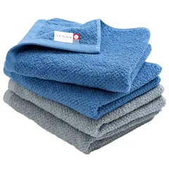 【新着商品】今治タオル フェイスタオル 4枚セット ブランド認定 日本製 速乾 高吸水 綿100% 国産 中厚 汗拭き 無地 グレー+ブルー Eve アソート2色01