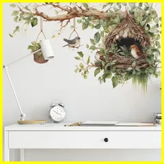 【売れ筋商品】壁紙 剥がせる おしゃれ wall 飾り sticker DIY ウォールステッカー デコ 鳥 幼稚園 かわいい 保育園 子供部屋 シール ウォールアート 鳥の巣 女の子 緑の葉 部屋用 ウォールペーパー ステッカー 賃貸 枝 壁