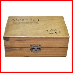 [ノーブランド品] 長方形 [アウトレット品] 限定・アンティークなイニシャル＆数字スタンプ70個 木箱入り 活字タイプ