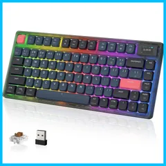 【特価セール】軽量キーボード ミニマリスト RGBバックライト 110h待機時間 81キー 静かな打鍵感 -フナティックギア 液晶クリーン付き 静音リング MACキーボード 茶軸 5.0、有線接続 ワイヤレス、Bluetooth メカニカルキーボード 薄型 Aのサムネイル